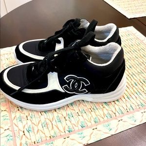 CHANEL Black and White Athletic Sneakers